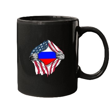 Discover Russian American Blood Inside Me Country Flags Mugs