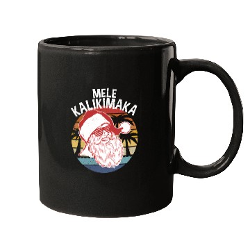 Discover Mele Kalikimaka Hipster Santa Palm Trees Mugs