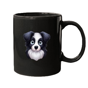 Discover Artistic Border Collie Portrait Mugs