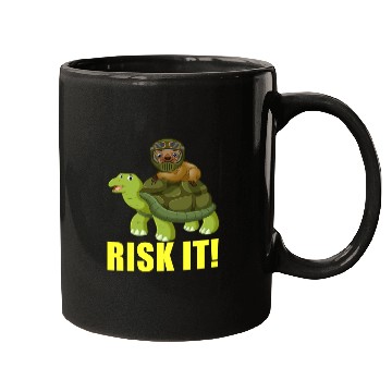 Discover Funny Sloth Racing On Turtle Risk It trending Mugs