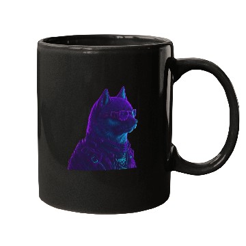 Discover Neon Punk Dogedroid Mugs