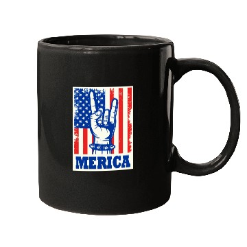 Discover Merica Rock Usa Flag July 4th Mugs