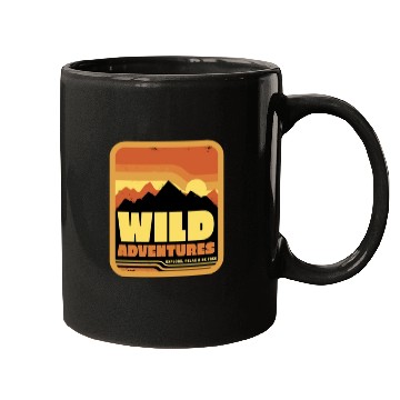 Discover Retro Sunset Mountains, Wild Adventure, Explore Vi Mugs