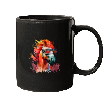 Discover Watercolor Cute Horse Superstar Horse Head Ai Art Mugs