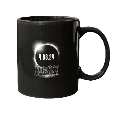 Discover Total Solar Eclipse Party Crowd Silhouette 4.08.24 Mugs