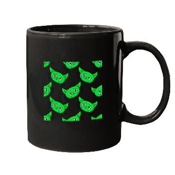 Discover Cute Little Green Cat Faces Mugs