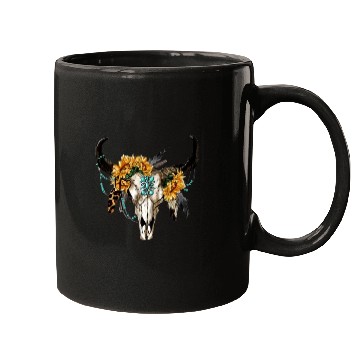 Discover Bull Skull And Sunflowers Mugs