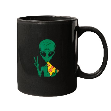 Discover Funny Alien Eating Pizza Alien Lover Mugs