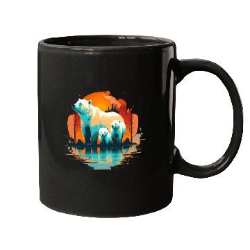 Discover Polar Bear with cubs, Snow Spectrum Mugs