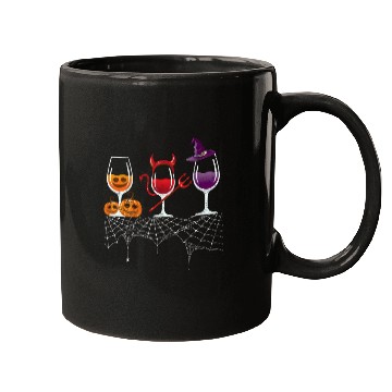 Discover Halloween Red Wine Glass Pumpkin Devil Witch Mugs