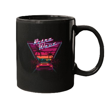 Discover 80S Retrowave Synthwave Love Wave Miami Beach Mugs