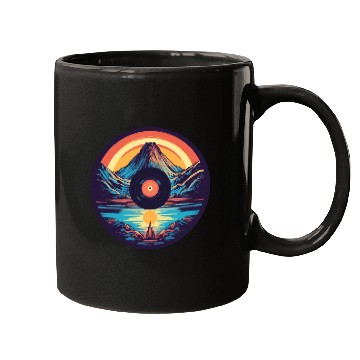 Discover Retro Mountain Landscape: Vinyl Meets Art Mugs