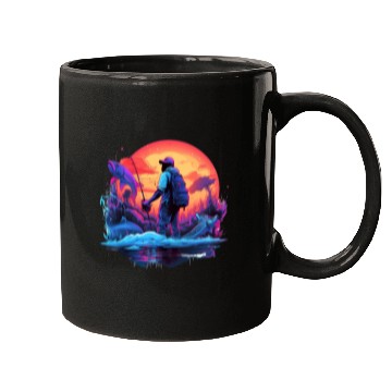 Discover Angler Sunset Neon Style Mugs