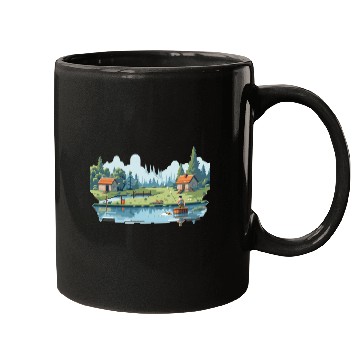 Discover Fisherman Nature 8-bit style Mugs