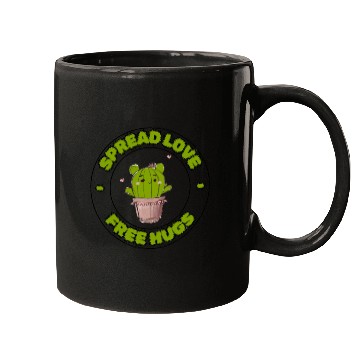 Discover Spread Love Free Hugs Funny Cactus in a Pot Mugs