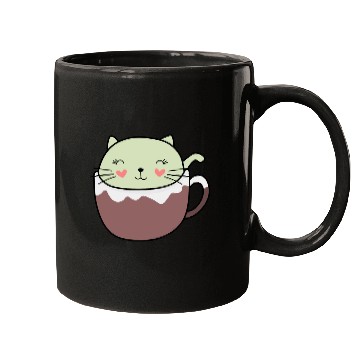Discover Mint Hot Cocoa Cat in Coffee Mug Mugs
