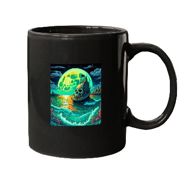 Discover Pirate Ship With A Skull At Full Moon Mugs