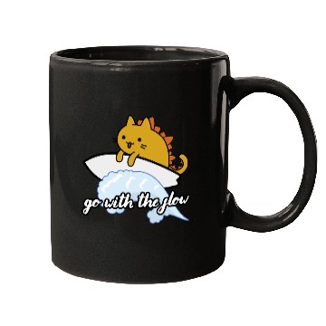 Discover Catzilla Surfer Surf Lover Go With The Flow Mugs