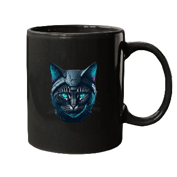 Discover Cyberpunk neon cat Mugs