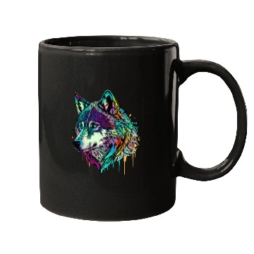 Discover Vibrant Psychedelic Wolf Illustration Mugs
