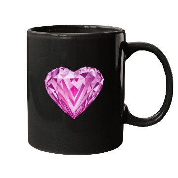 Discover Glossy pink diamond heart Mugs