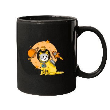 Discover Cat Cute Surprised Pet in Space planet Kitty Mugs