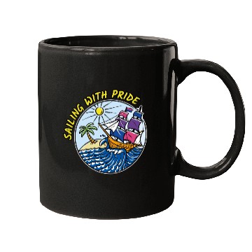 Discover LGBTQ Sailing Ship with Bisexual Flag, Vacation Mugs