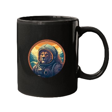 Discover Astronaut Lion at Sunset, Creative Space Design Mugs