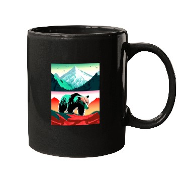 Discover Bear and Mountains Nature Art Mugs