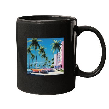 Discover 1980s Miami Beach Retro Hiroshi Nagai Mugs