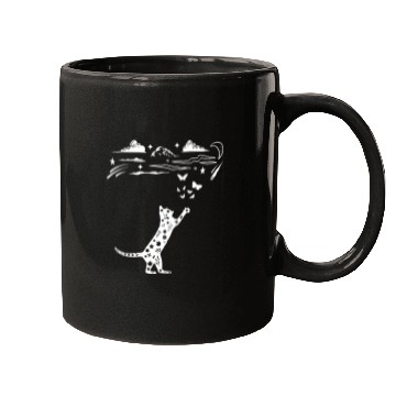 Discover Funny Minimalist Floral Cat Playing With Butterfly Mugs