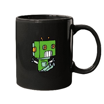 Discover Green Cute Robot Kid Mugs