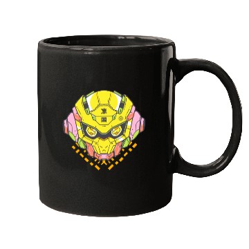 Discover Yellow Anime Robot Head Mugs