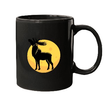 Discover moose elk deer in the moon light Mugs