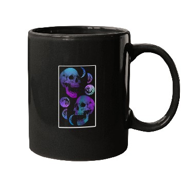 Discover Skeleton Mugs, Neon Skull Moon Gothic Skeleton