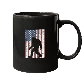 Discover Bigfoot Sasquatch American Flag USA Mugs