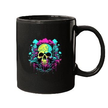 Discover Colorful Neon Skull with melting ink, Cool looking Mugs