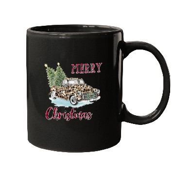 Discover Merry Christmas Leopard Print Truck Mugs