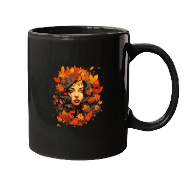 Discover Autumn Woman Nature Leaves Season Mugs