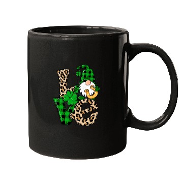 Discover Love Irish Gnome Shamrock Leopard Plaid St Patrick Mugs