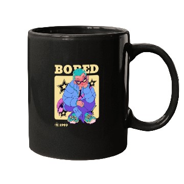 Discover Black Cream Blue Y2K Anime Illustrated Bored Mugs