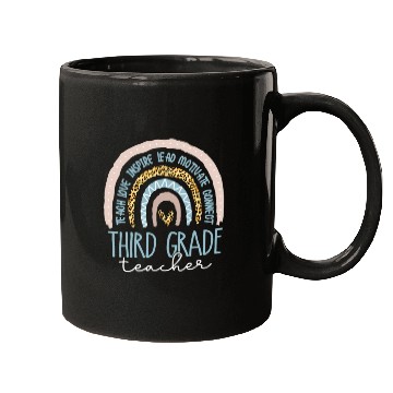 Discover Third Grade Teacher Leopard Rainbow Mugs