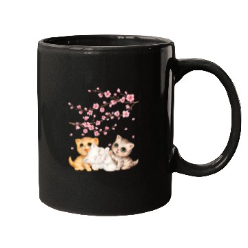 Discover Kitten Lover Japanese Cherry Blossom Cat Art Mugs