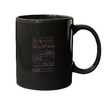 Discover Sun Mountains Trees Lake Sea Love Mugs