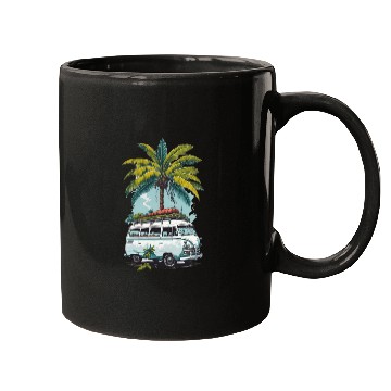 Discover Travel car caravan summer coconut tree Mugs