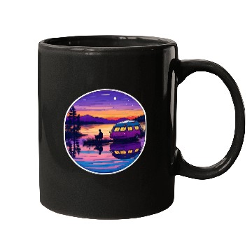 Discover A Camper Enjoying A Peaceful Lakeside Mugs