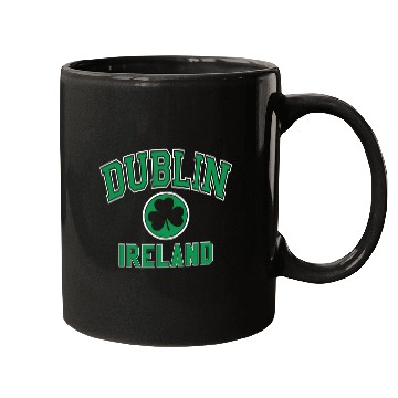 Discover Dublin Varsity Style Shamrock Green Print Mugs