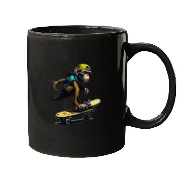 Discover Monkey on a Skateboard Mugs