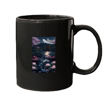 Discover Asia Landscape by night Serene Mount Fuji Mugs