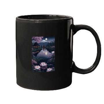 Discover Asia Landscape by night Serene Mount Fuji Mugs